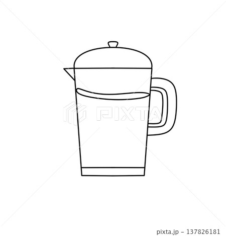 Simple line art of a French press coffee maker 137826181