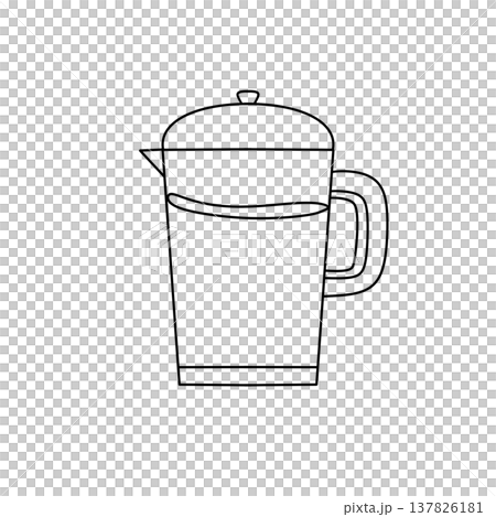 Simple line art of a French press coffee maker 137826181