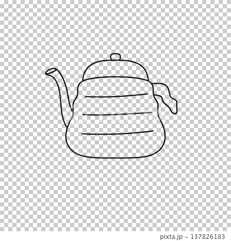 Simple line drawing of a teapot Simple line drawing of a teapot 137826183