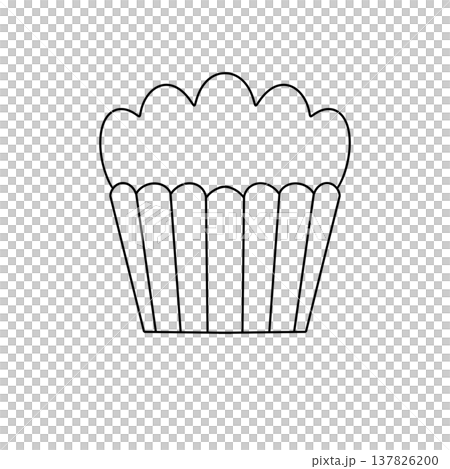 Simple outline of a cupcake in a paper liner Simple outline of a cupcake in a paper liner 137826200