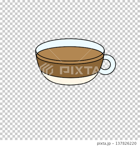 Simple cartoon cup filled with warm, inviting beverage Simple cartoon cup filled with warm, inviting beverage 137826220