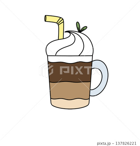 Whipped cream tops a layered coffee drink Whipped cream tops a layered coffee drink 137826221