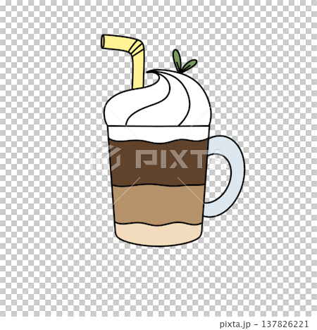 Whipped cream tops a layered coffee drink Whipped cream tops a layered coffee drink 137826221