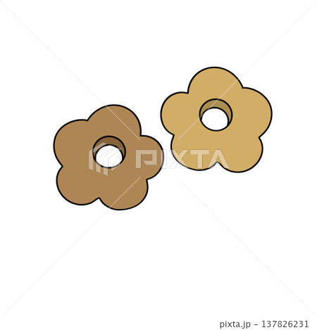 Two stylized flower shapes in brown and tan tones Two stylized flower shapes in brown and tan tones 137826231