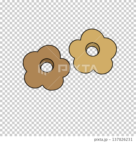 Two stylized flower shapes in brown and tan tones Two stylized flower shapes in brown and tan tones 137826231