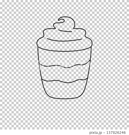 Simple line drawing of a cupcake Simple line drawing of a cupcake 137826246