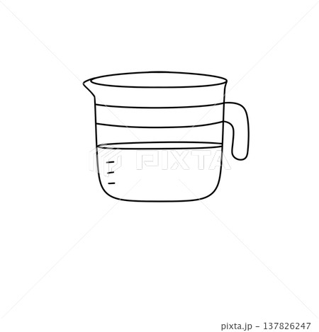 Simple line drawing of a measuring cup Simple line drawing of a measuring cup 137826247