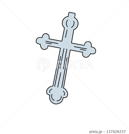 Light blue cross with decorative flourishes Light blue cross with decorative flourishes 137826257