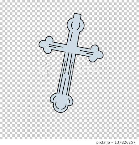 Light blue cross with decorative flourishes 137826257