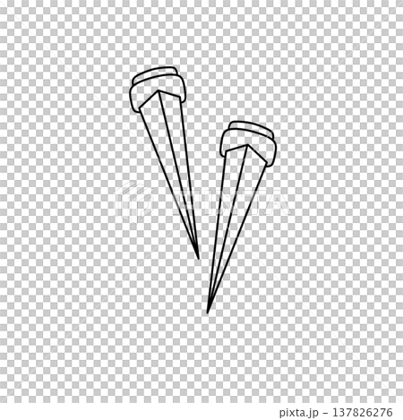 Simple line drawing of two ice cream cones Simple line drawing of two ice cream cones 137826276