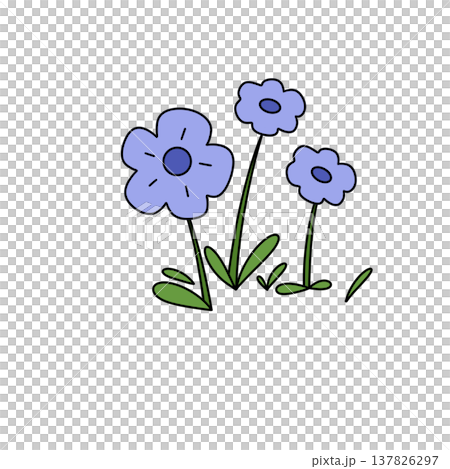 Soft purple flowers bloom with gentle stems and leaves Soft purple flowers bloom with gentle stems and leaves 137826297