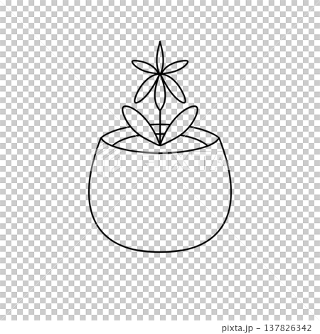 Simple line drawing of a potted plant 137826342
