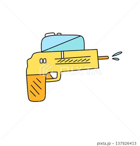 Bright yellow water gun with blue tank Bright yellow water gun with blue tank 137826413