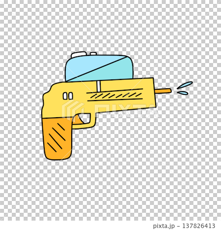 Bright yellow water gun with blue tank Bright yellow water gun with blue tank 137826413