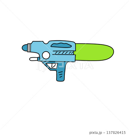 Bright toy gun with blue body and green barrel Bright toy gun with blue body and green barrel 137826415