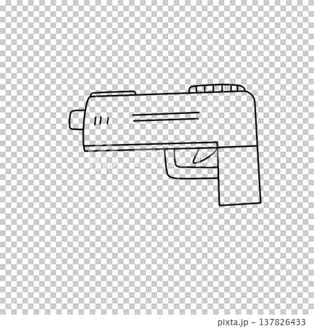 Simple black line drawing of a handgun Simple black line drawing of a handgun 137826433