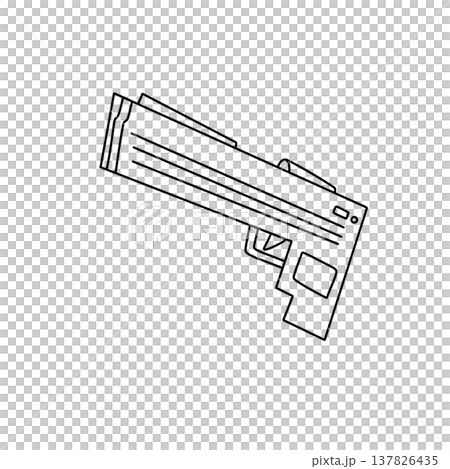 Simple line drawing of a handgun 137826435