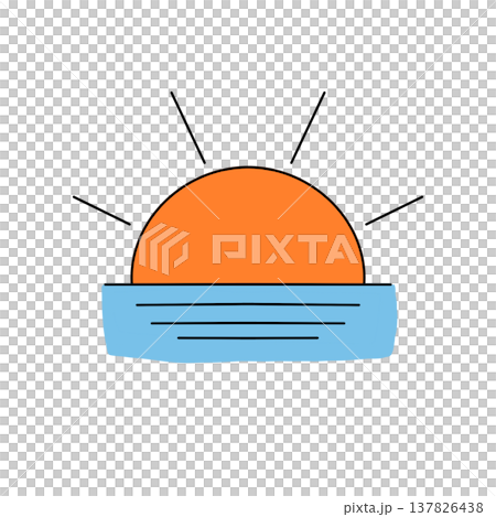 Simple sun rises above calm ocean waters 137826438