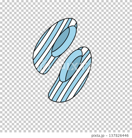 Blue striped shapes twist gently against a clean white background Blue striped shapes twist gently against a clean white background 137826446