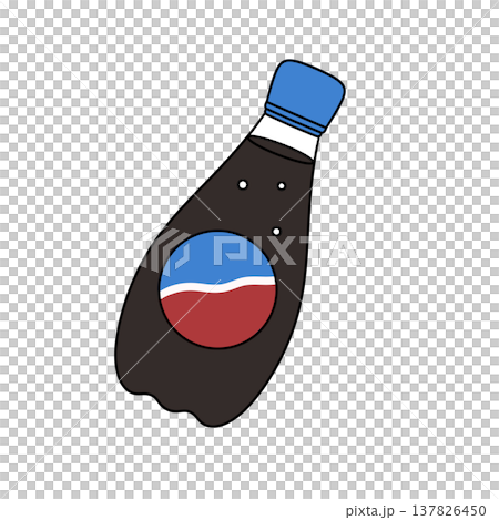 Soda bottle with blue cap and red liquid inside Soda bottle with blue cap and red liquid inside 137826450