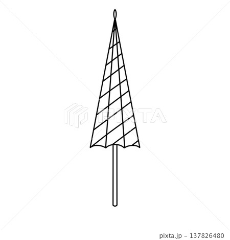 Simple line drawing of an open umbrella Simple line drawing of an open umbrella 137826480
