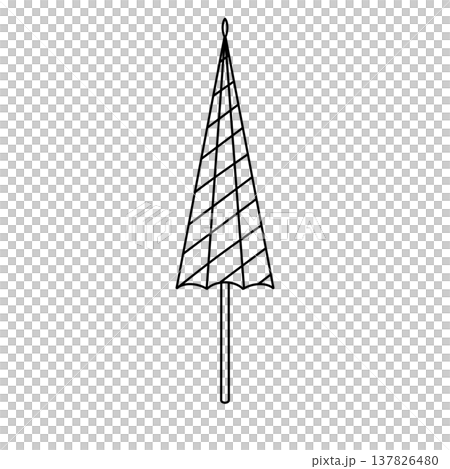 Simple line drawing of an open umbrella Simple line drawing of an open umbrella 137826480