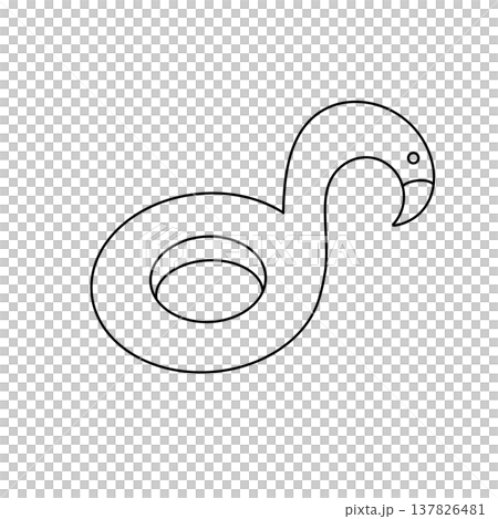 Simple line drawing of a stylized flamingo Simple line drawing of a stylized flamingo 137826481