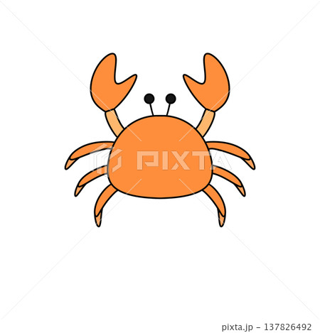 Bright orange crab with large claws and tiny eyes Bright orange crab with large claws and tiny eyes 137826492