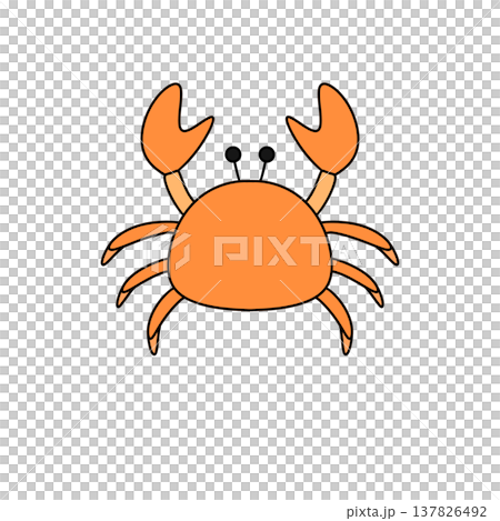 Bright orange crab with large claws and tiny eyes Bright orange crab with large claws and tiny eyes 137826492