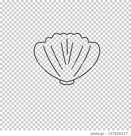 Simple outline of a seashell on plain white background 137826527