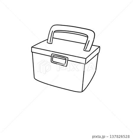 Simple line drawing of a rectangular toolbox Simple line drawing of a rectangular toolbox 137826528