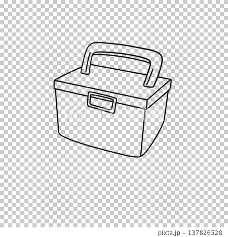 Simple line drawing of a rectangular toolbox Simple line drawing of a rectangular toolbox 137826528