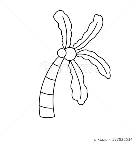 Simple palm tree outline, hand-drawn style 137826534