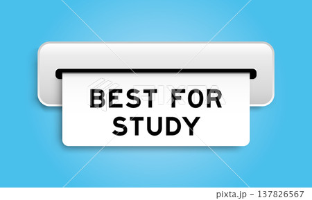 White coupon banner with word best for study from machine on blue color background White coupon banner with word best for study from machine on blue color background 137826567