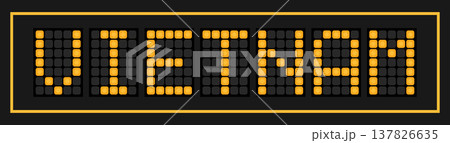 Orange color led banner in word vietnam on black background 137826635