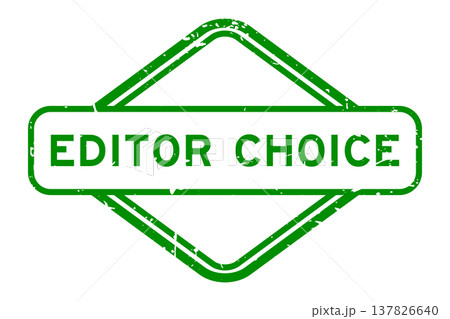 Grunge green editor choice word rubber seal stamp on white background 137826640