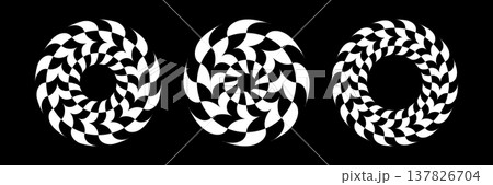 Set of Circle Design Elements. Illusion of Rotation Movement. 137826704