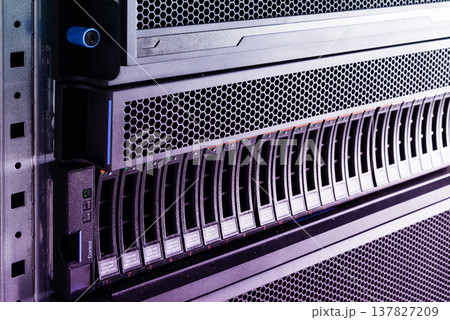 Array of data storage hard drives in internet data center Array of data storage hard drives in internet data center 137827209