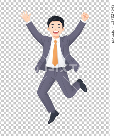 一位身著西裝的年輕男性商人跳躍 137827645