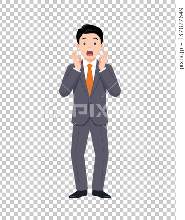 A young businessman is surprised. 137827649