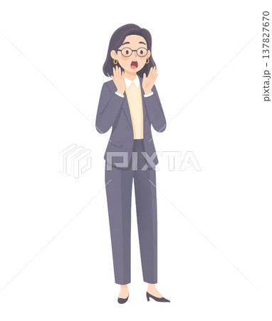 困っているスーツを着た女性 137827670