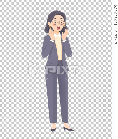 困っているスーツを着た女性 137827670