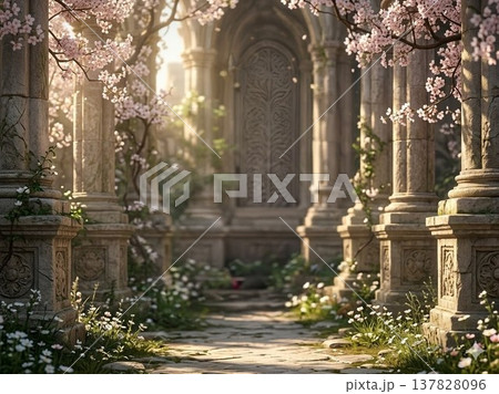 桜のあるファンタジーな風景 桜のあるファンタジーな風景 137828096
