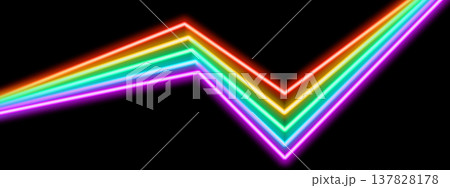 Abstract road perspective with curved neon stripes flowing into horizon, featuring gradient patterns and dynamic geometric lines in vivid dimensional composition. Abstract road perspective with curved neon stripes flowing into horizon, featuring gradient patterns and dynamic geometric lines in vivid dimensional composition. 137828178