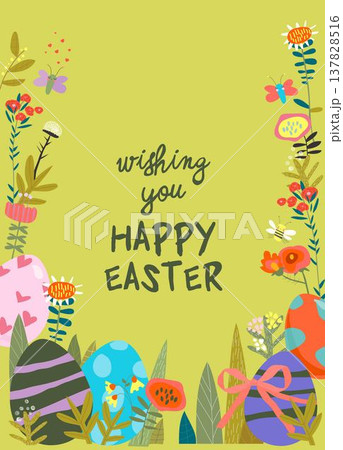 Easter Card with Flowers and Easter Eggs 137828516