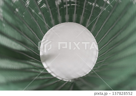 Inside view of a green plastic garden mesh roll Inside view of a green plastic garden mesh roll 137828552