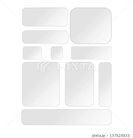 Glossy Rounded Rectangle Shape Set, White Gradient Frosted Glass Button Box Clipart, Minimal Rounded Label Badge Background Element 137828833