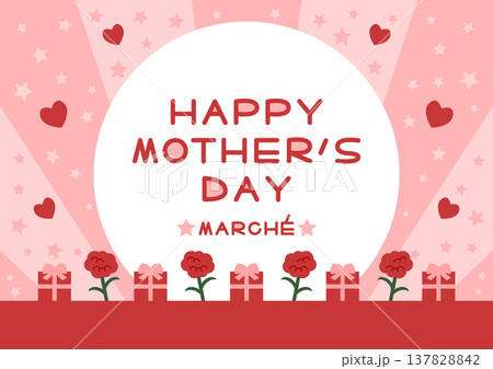 カーネーションとプレゼントの母の日イラスト 137828842