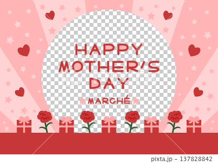 カーネーションとプレゼントの母の日イラスト 137828842