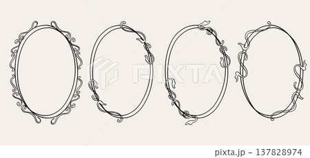 Baroque Vintage Wedding Frame Line Decoration Collection.Vector Illustration 137828974